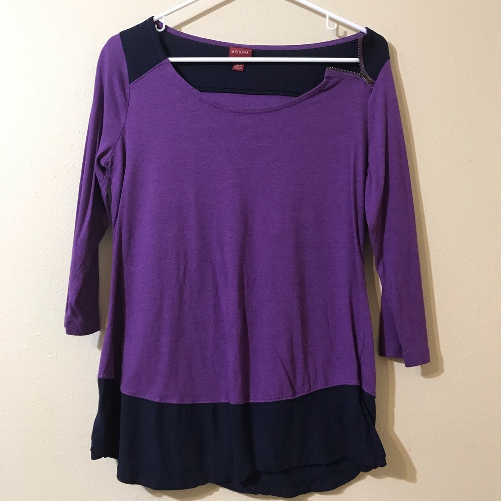 ⚡️3/$20⚡️Merona purple zipper color block top